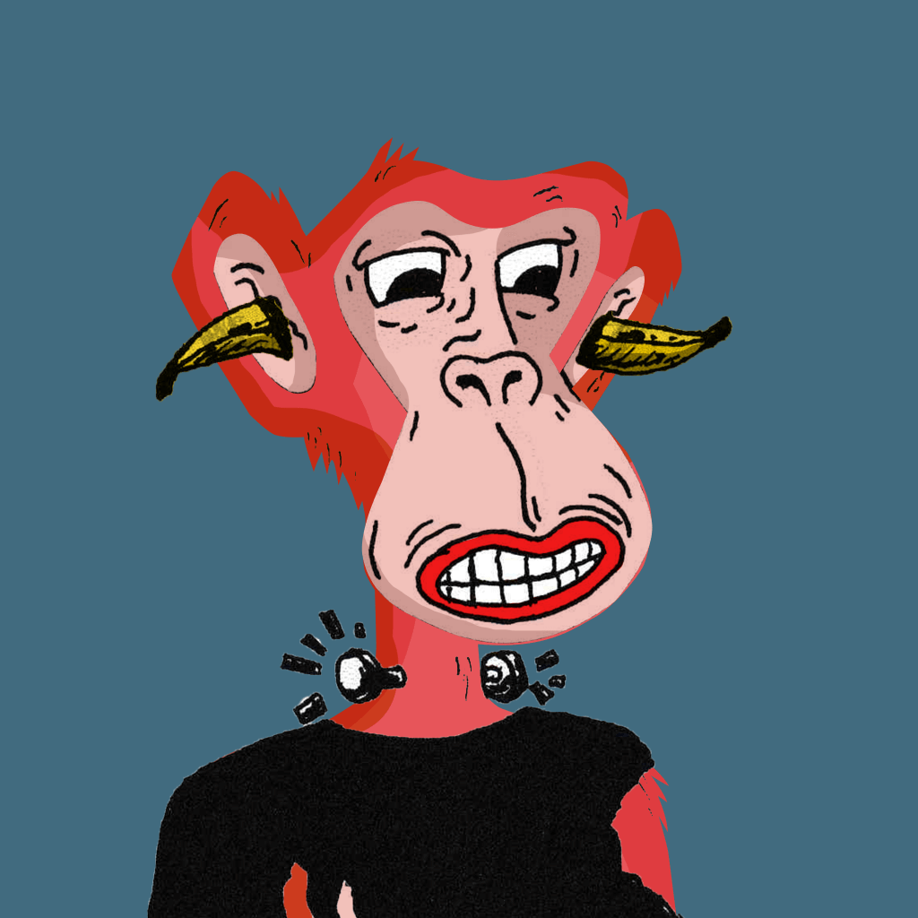 Red Sketchy Ape with banana earrings